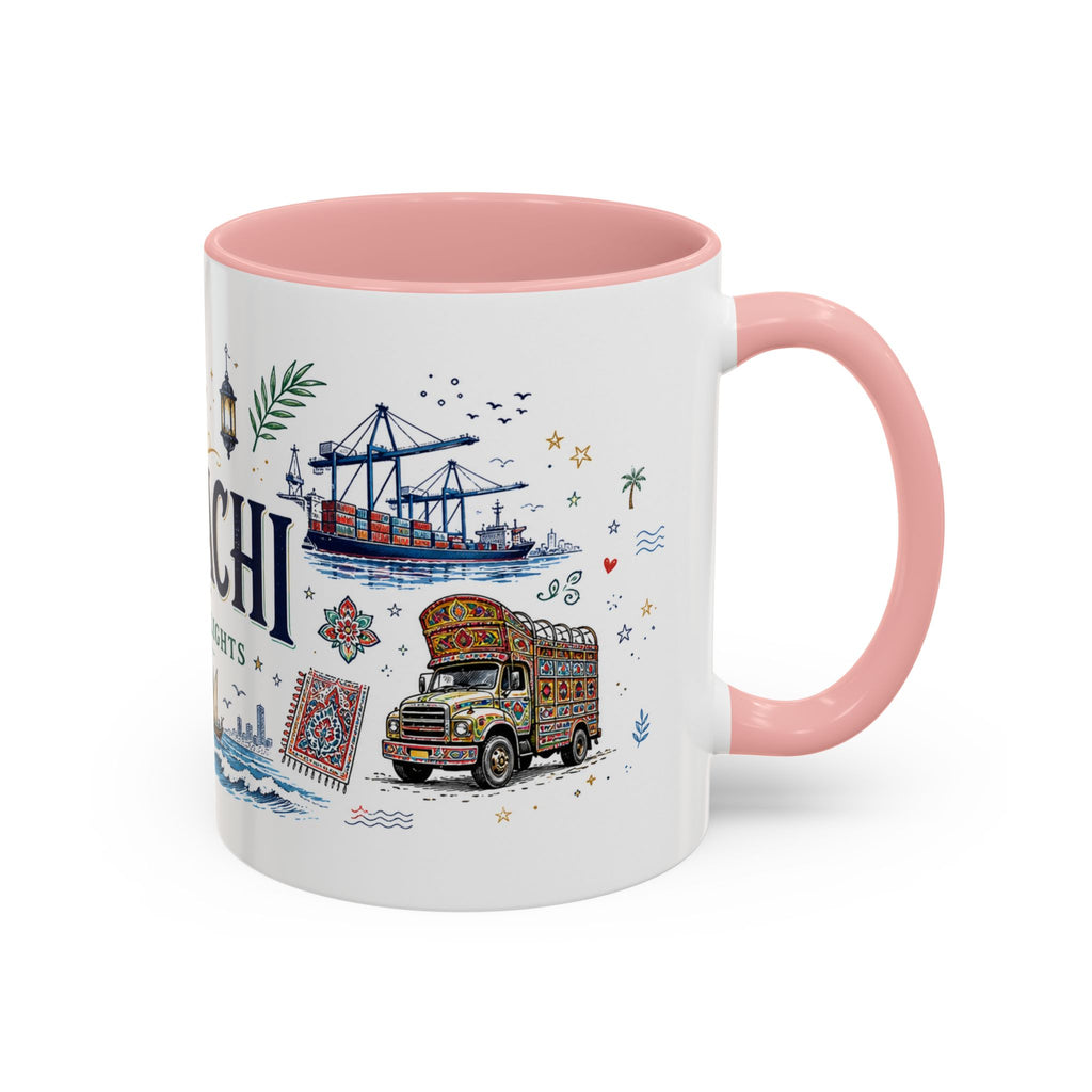 Karachi Coffee Mug | Pakistan Souvenir Travel Gift | Accent Color Ceramic 11oz 15oz