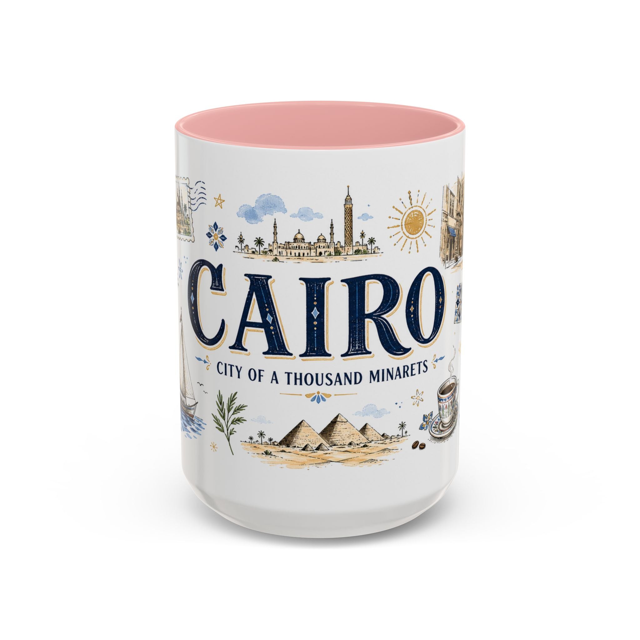 Cairo Coffee Mug | Egypt Souvenir Travel Gift | Accent Color Ceramic 11oz 15oz