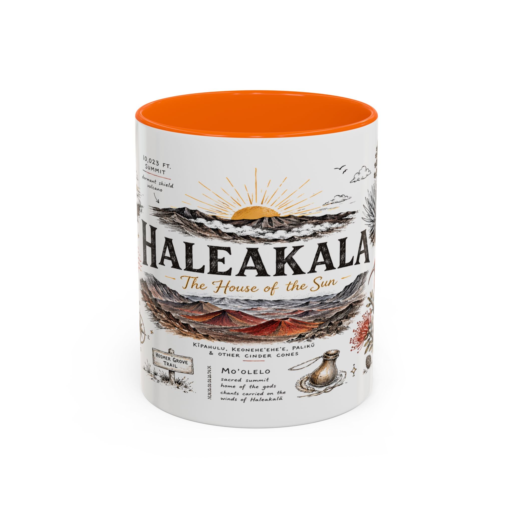 Haleakala National Park Coffee Mug | Hawaii Maui Sunrise Crater Gift | Accent Color Ceramic 11oz 15oz
