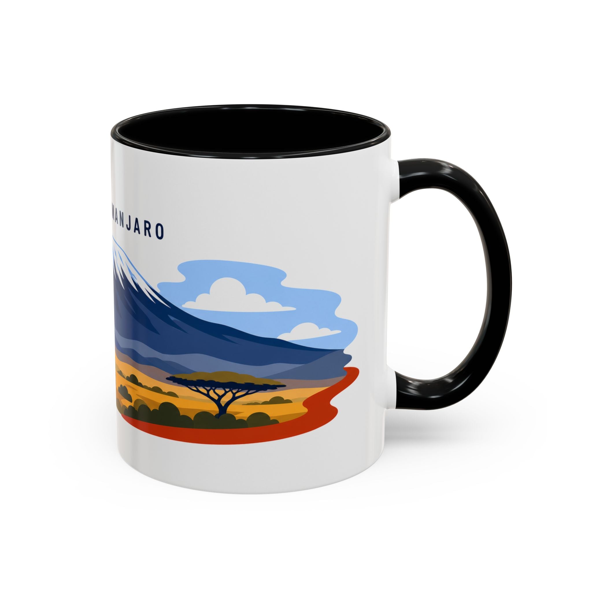 Mount Kilimanjaro Coffee Mug | Travel Destination Souvenir Gift | Accent Color Ceramic 11oz 15oz