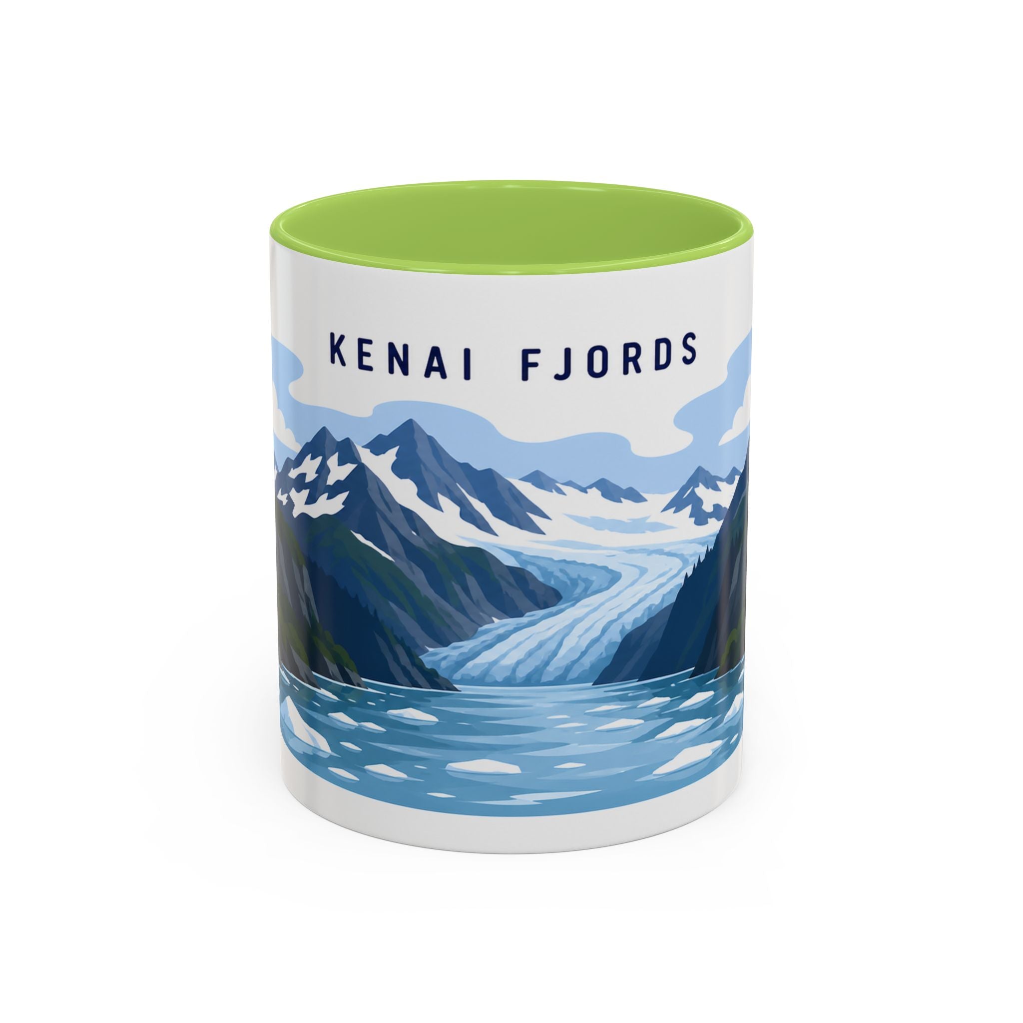 Kenai Fjords National Park Coffee Mug | Solid Color Block Park Souvenir | 11oz 15oz Accent Mug