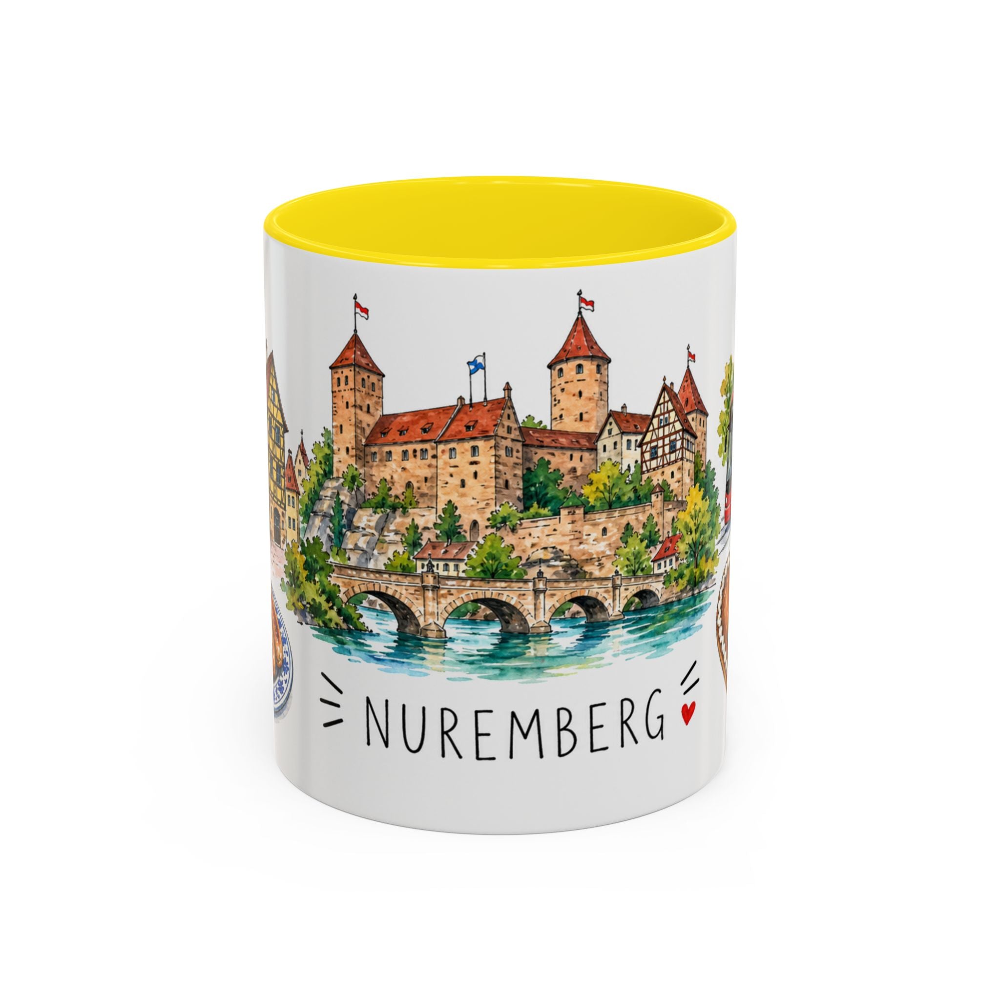 Nuremberg Illustrated Travel Mug | City Souvenir Accent Coffee Mug | 11oz 15oz Ceramic Cup