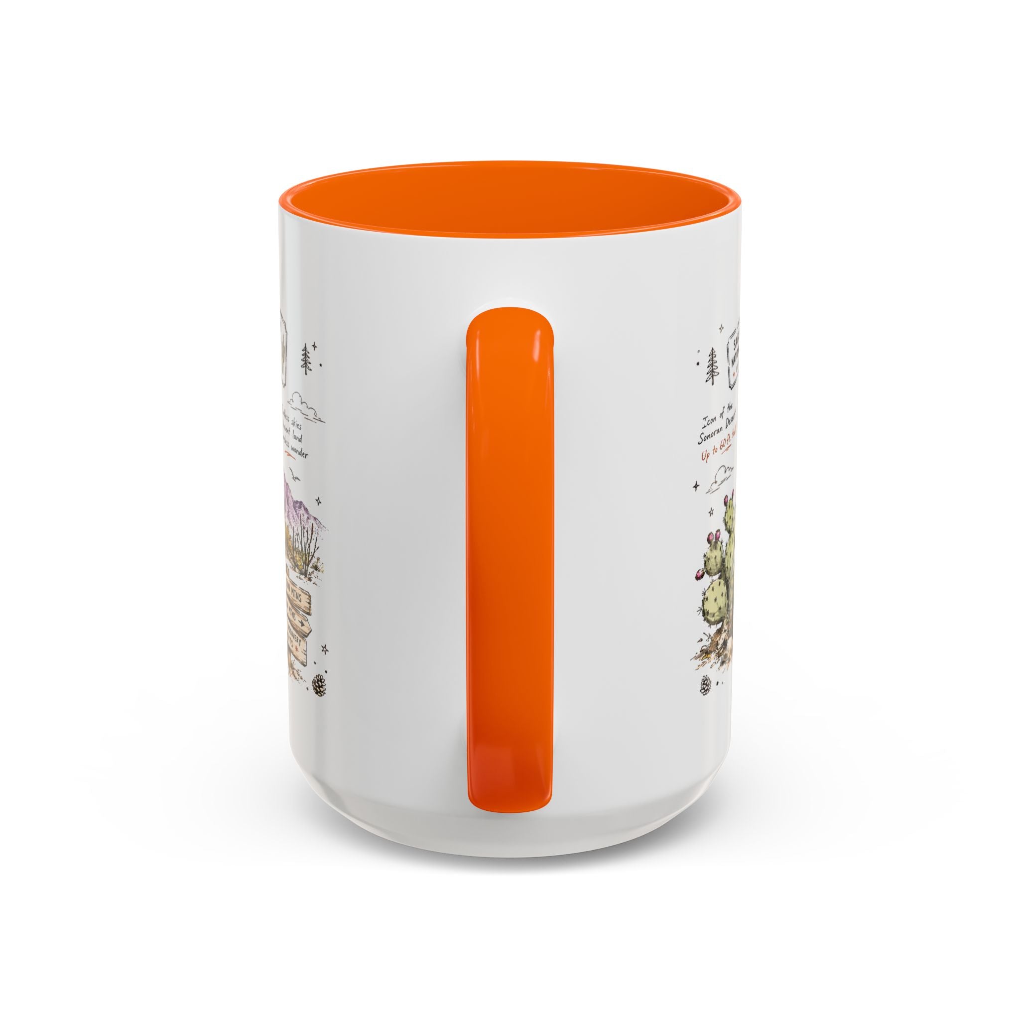 Saguaro National Park Coffee Mug | Arizona Desert Cactus Sunset Gift | Accent Color Ceramic 11oz 15oz