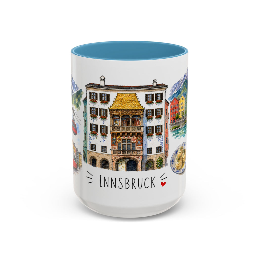 Innsbruck Illustrated Travel Mug | City Souvenir Accent Coffee Mug | 11oz 15oz Ceramic Cup