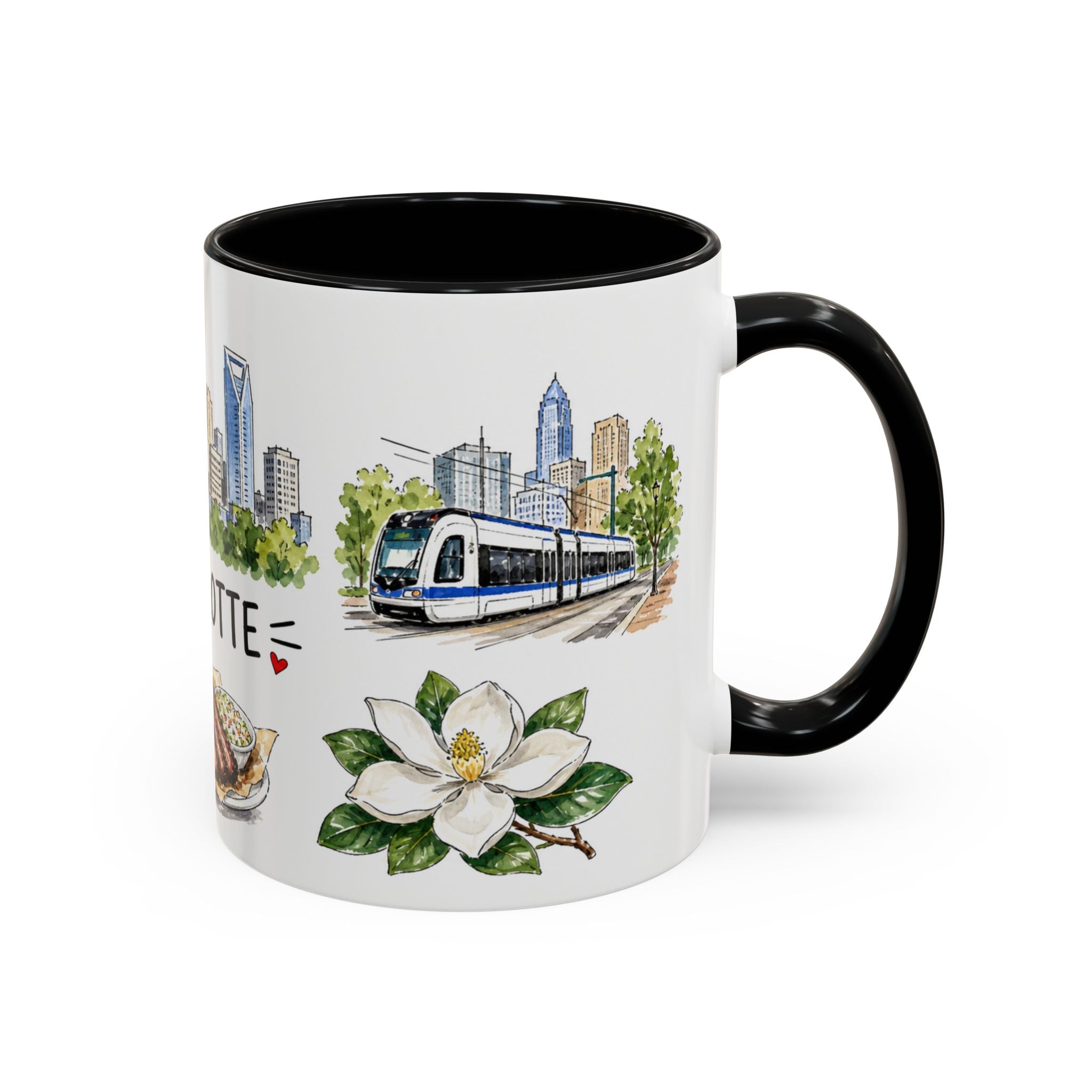 Charlotte Illustrated Travel Mug | City Souvenir Accent Coffee Mug | 11oz 15oz Ceramic Cup