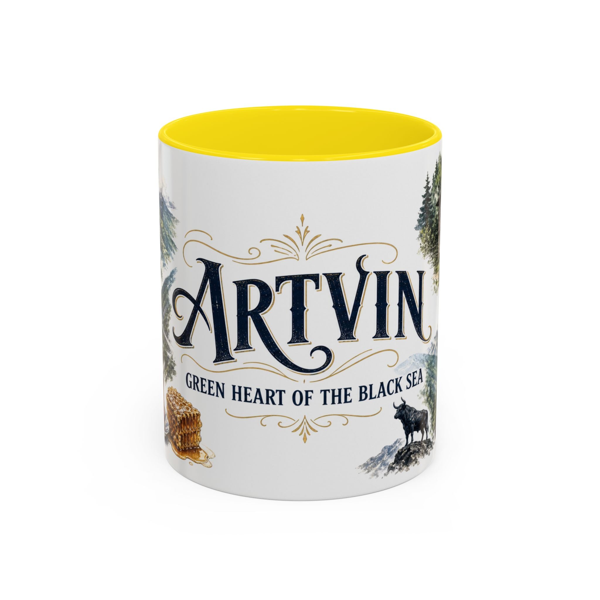 Artvin Coffee Mug | Turkey Travel Souvenir | Vintage Illustrated City Gift | 11 oz 15 oz Accent Mug