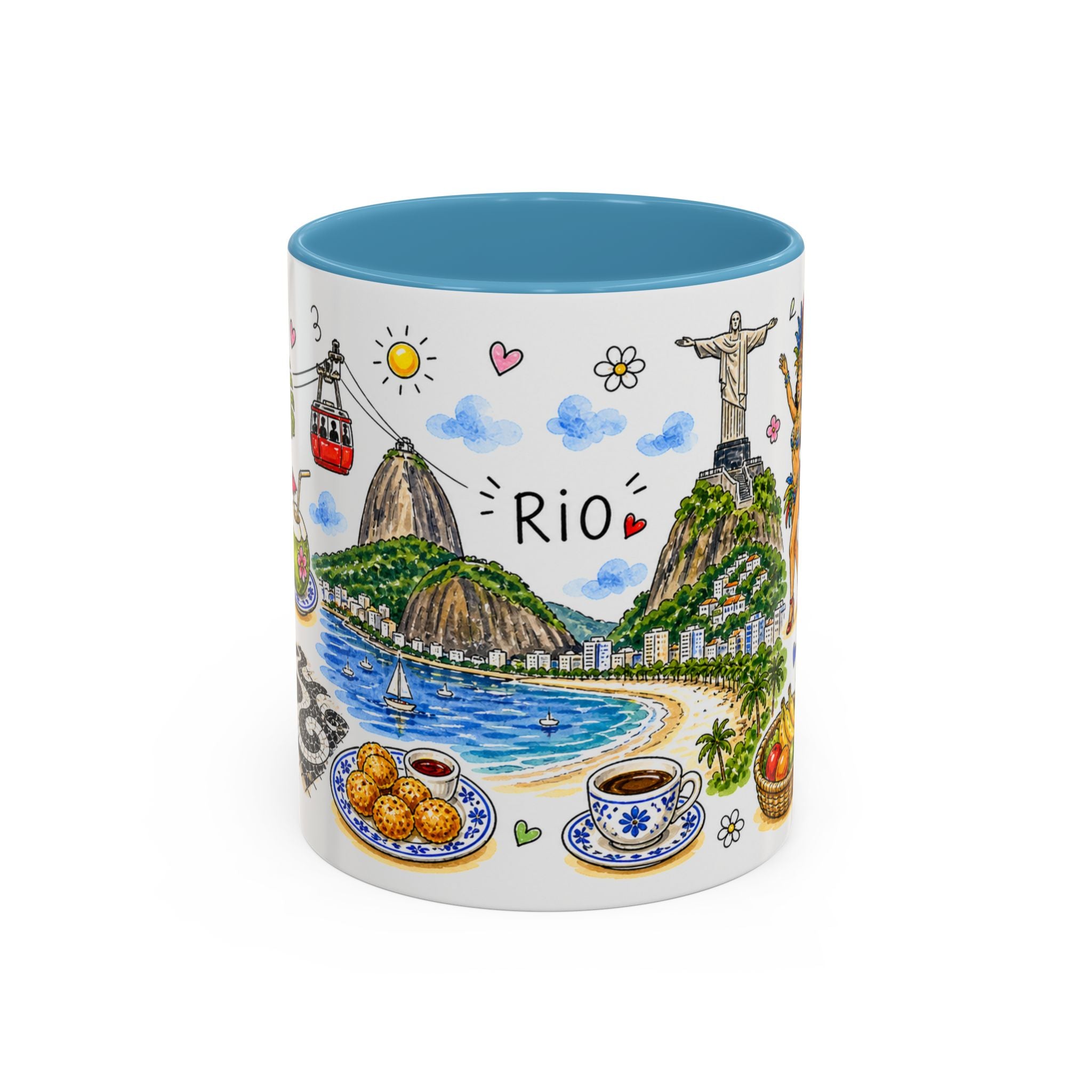Rio de Janeiro Illustrated Travel Mug | City Souvenir Accent Coffee Mug | 11oz 15oz Ceramic Cup