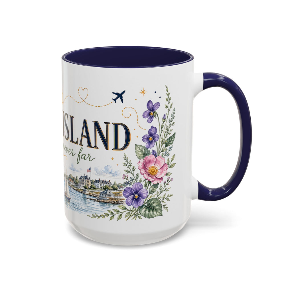 Rhode Island State Map Mug | Botanical Seaside Accent Cup (11oz or 15oz)