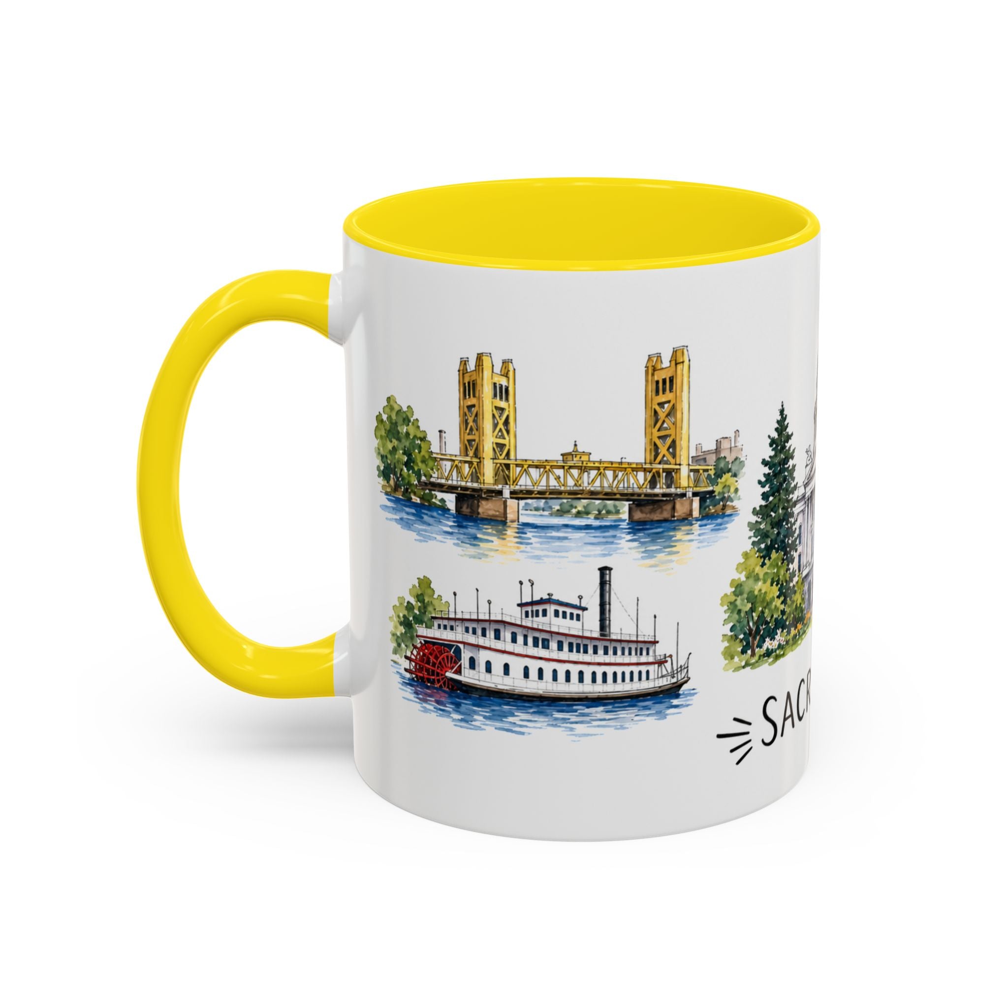 Sacramento Illustrated Travel Mug | City Souvenir Accent Coffee Mug | 11oz 15oz Ceramic Cup