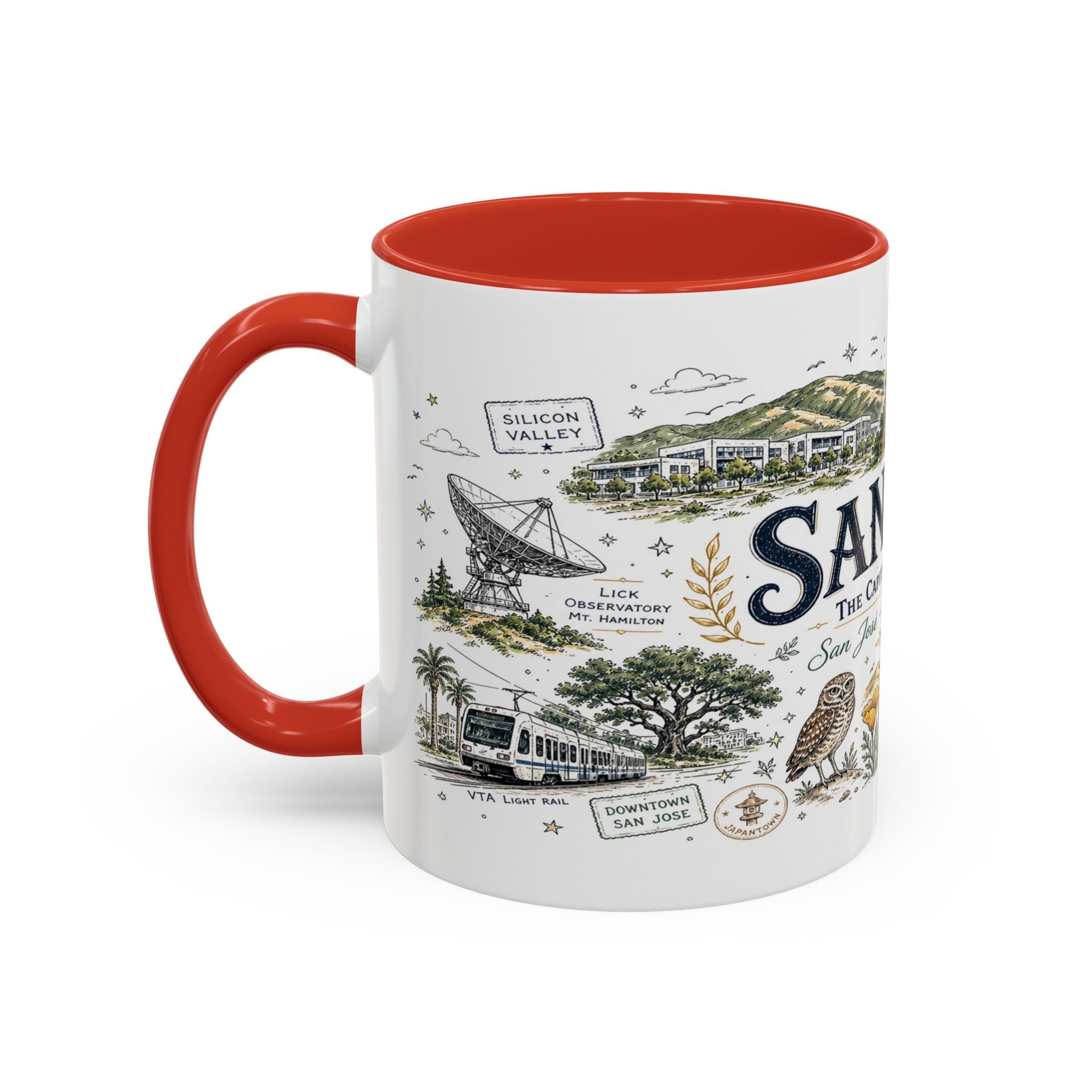 San Jose Coffee Mug | California Souvenir City Gift | Accent Color Ceramic 11oz 15oz