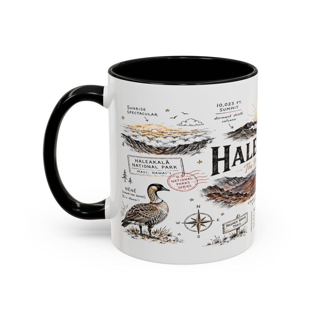 Haleakala National Park Coffee Mug | Hawaii Maui Sunrise Crater Gift | Accent Color Ceramic 11oz 15oz