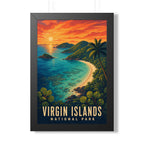 Virgin Islands National Park Framed Poster | Vintage Travel Wall Art | Black Walnut White Frame | 16x24 20x30