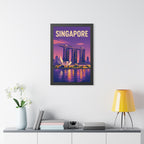 Singapore Marina Bay Singapore Framed Poster | Vintage Travel Wall Art | Black Walnut White Frame | 16x24 20x30