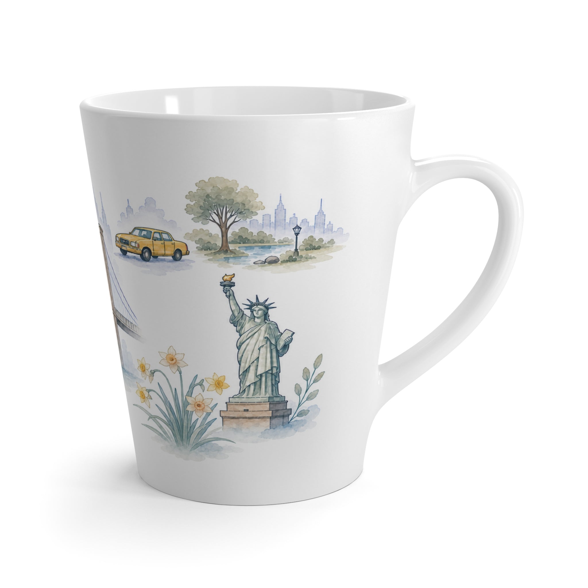 New York City Latte Mug | Watercolor City Travel Mug | 12 oz Ceramic Souvenir Gift