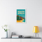 South Africa Beach South Africa Framed Poster | Vintage Travel Wall Art | Black Walnut White Frame | 16x24 20x30