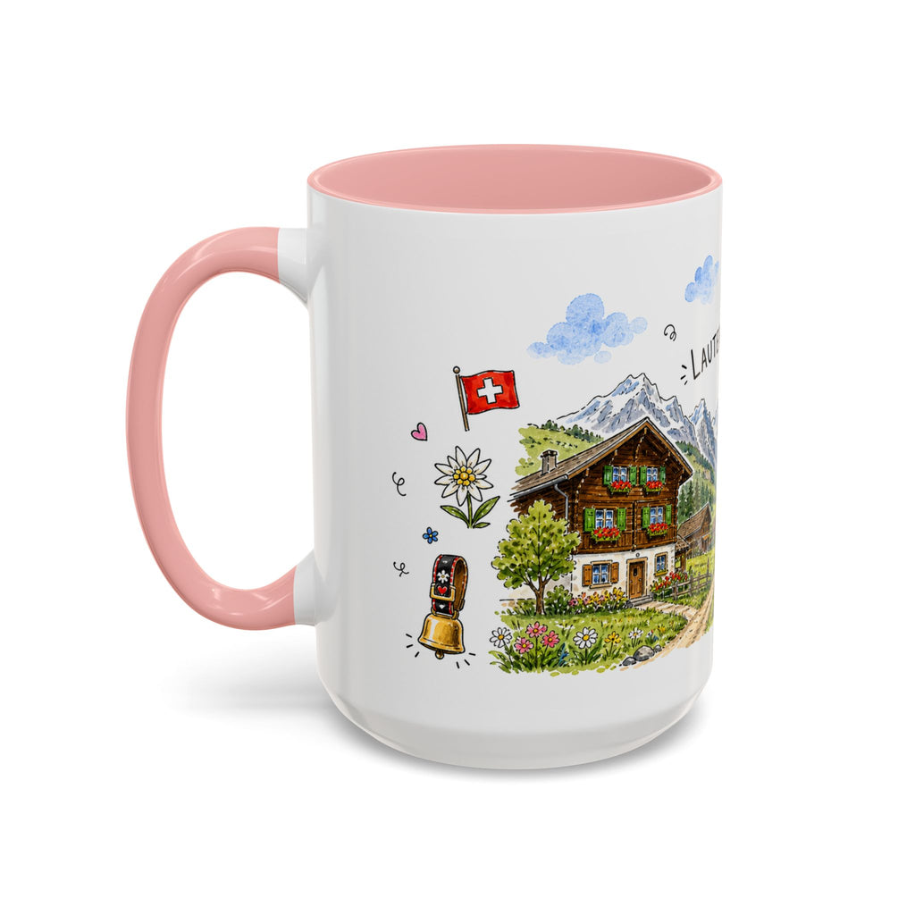Lauterbrunnen Illustrated Travel Mug | Switzerland Souvenir Accent Coffee Mug | 11oz 15oz Ceramic Cup