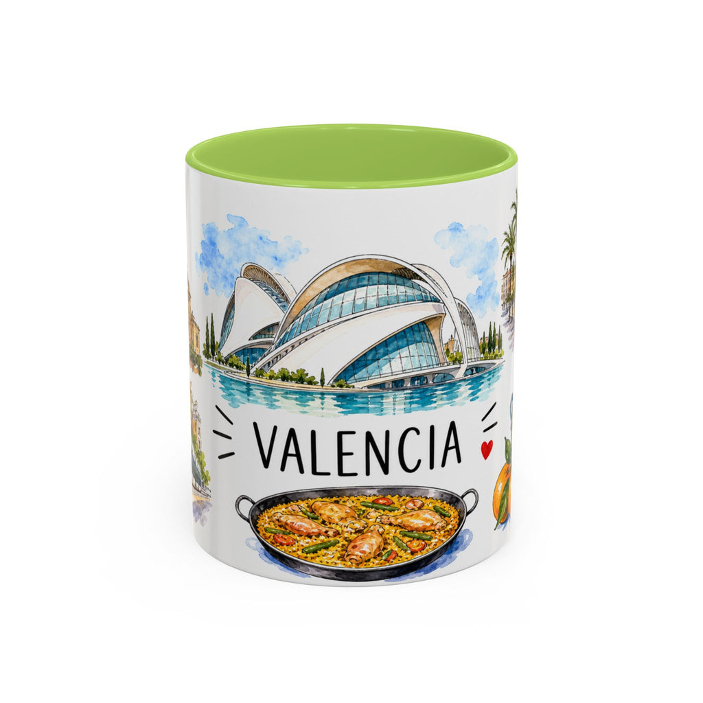Valencia Illustrated Travel Mug | City Souvenir Accent Coffee Mug | 11oz 15oz Ceramic Cup