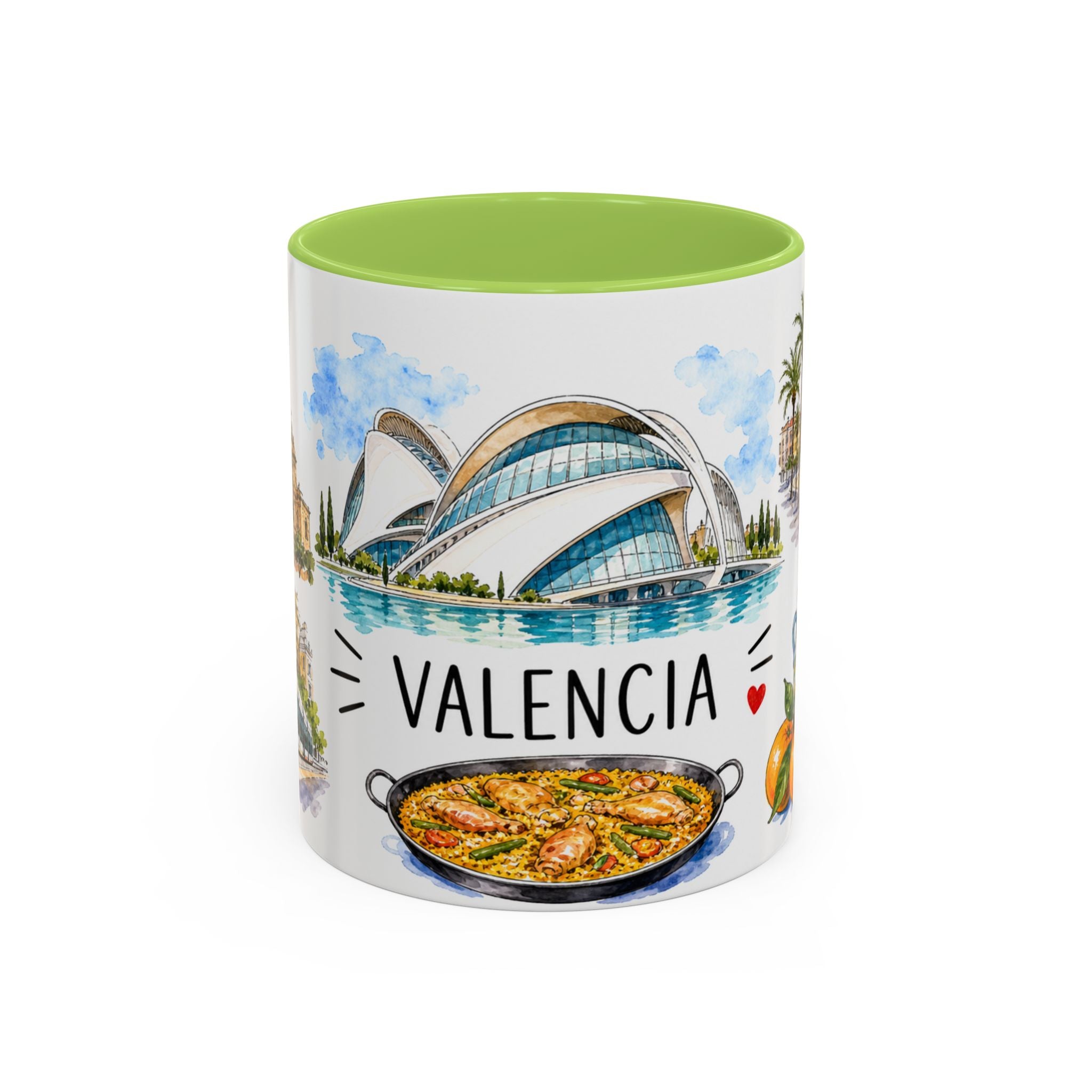 Valencia Illustrated Travel Mug | City Souvenir Accent Coffee Mug | 11oz 15oz Ceramic Cup