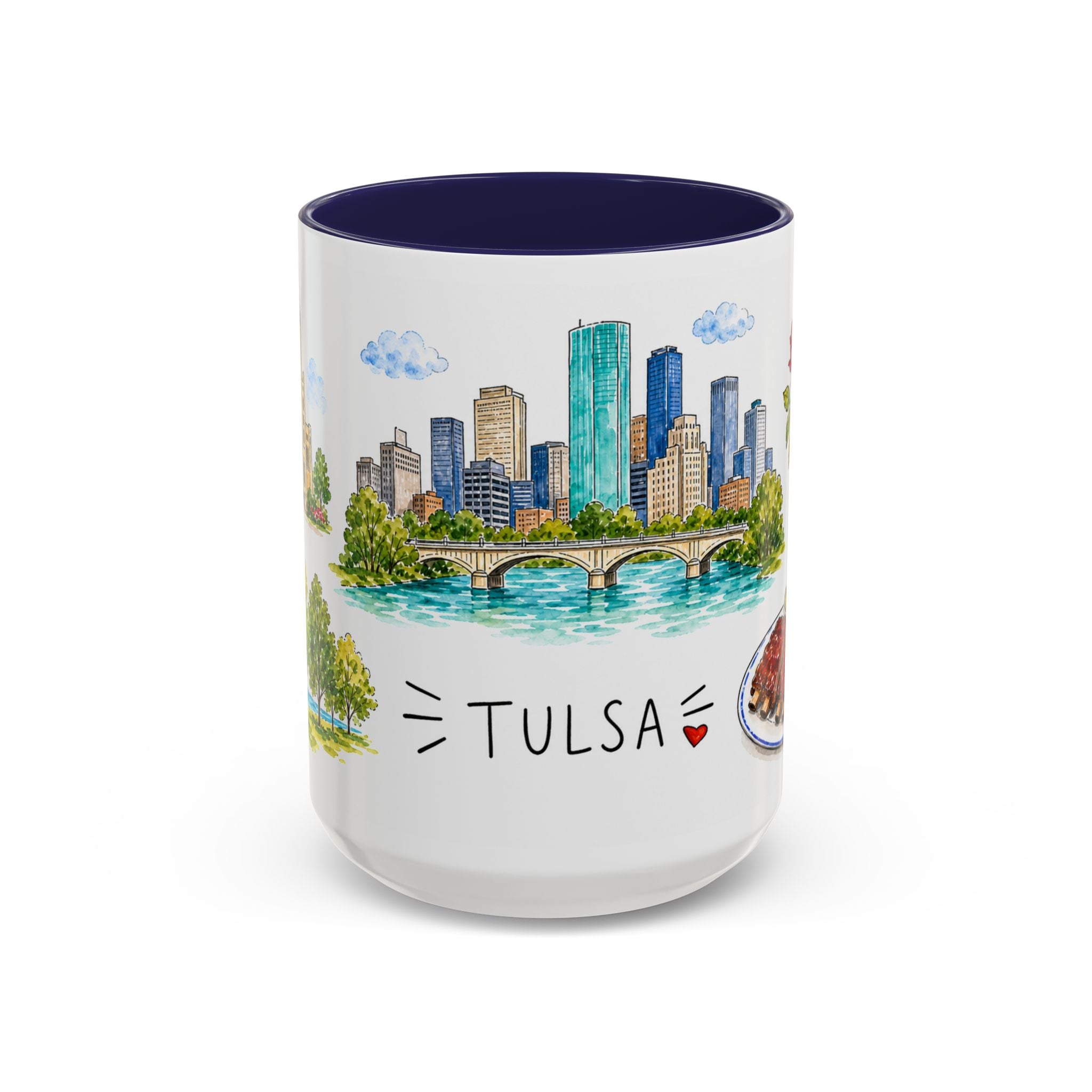 Tulsa Illustrated Travel Mug | City Souvenir Accent Coffee Mug | 11oz 15oz Ceramic Cup