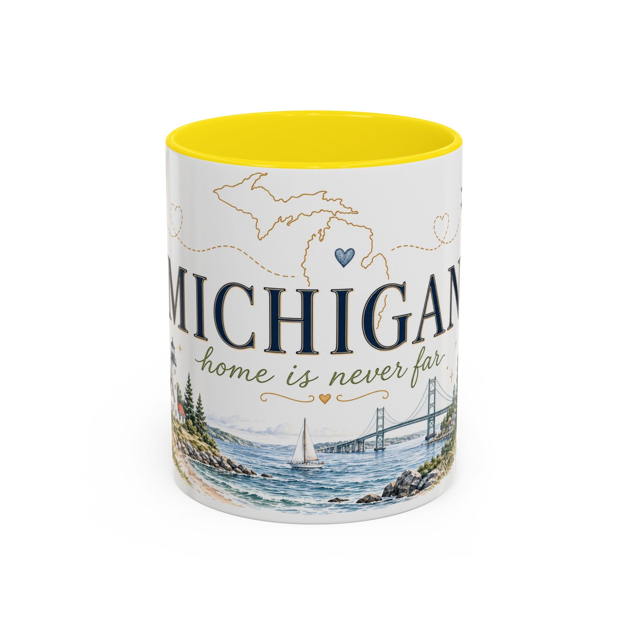 Michigan State Map Mug | Botanical Accents, Lakes Art | Homesick Gift