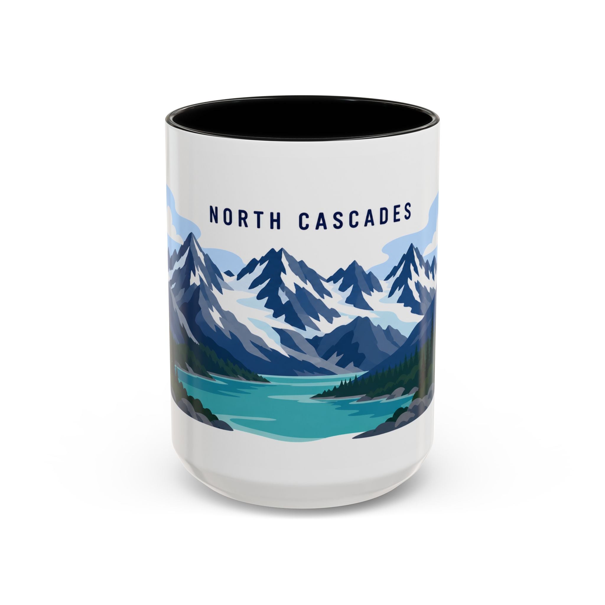 North Cascades National Park Coffee Mug | Solid Color Block Park Souvenir | 11oz 15oz Accent Mug