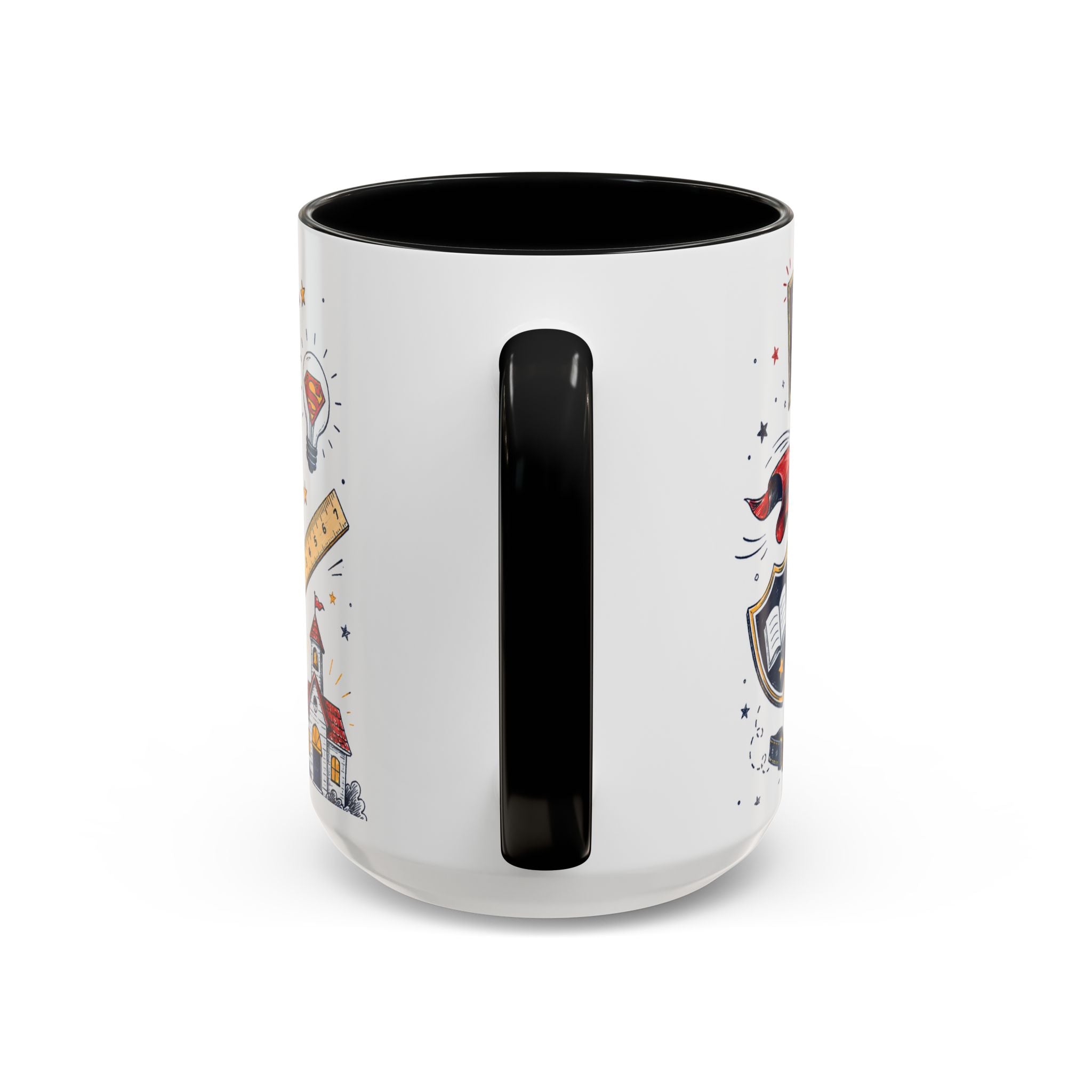 Super Teacher Coffee Mug | All Heroes Wear Capes Teacher Gift | Accent Color Ceramic 11oz 15oz