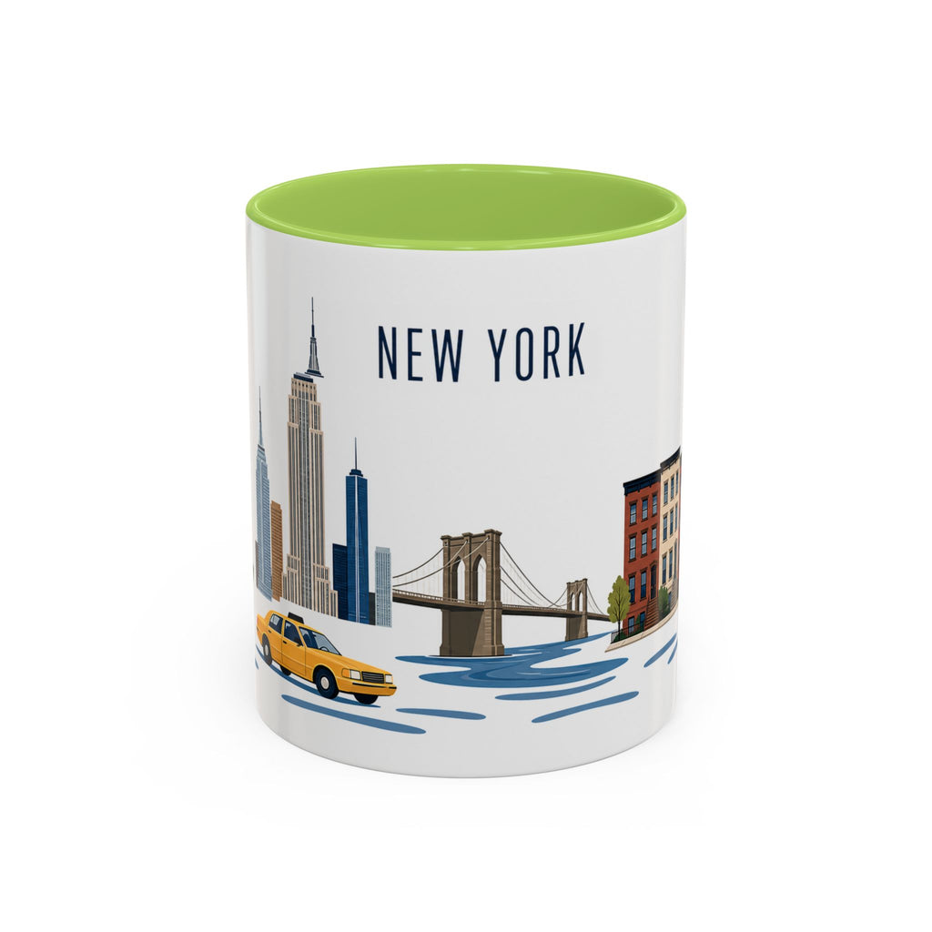 New York Coffee Mug | United States Travel Souvenir | Porcelain Decal City Gift | 11oz 15oz Accent Mug