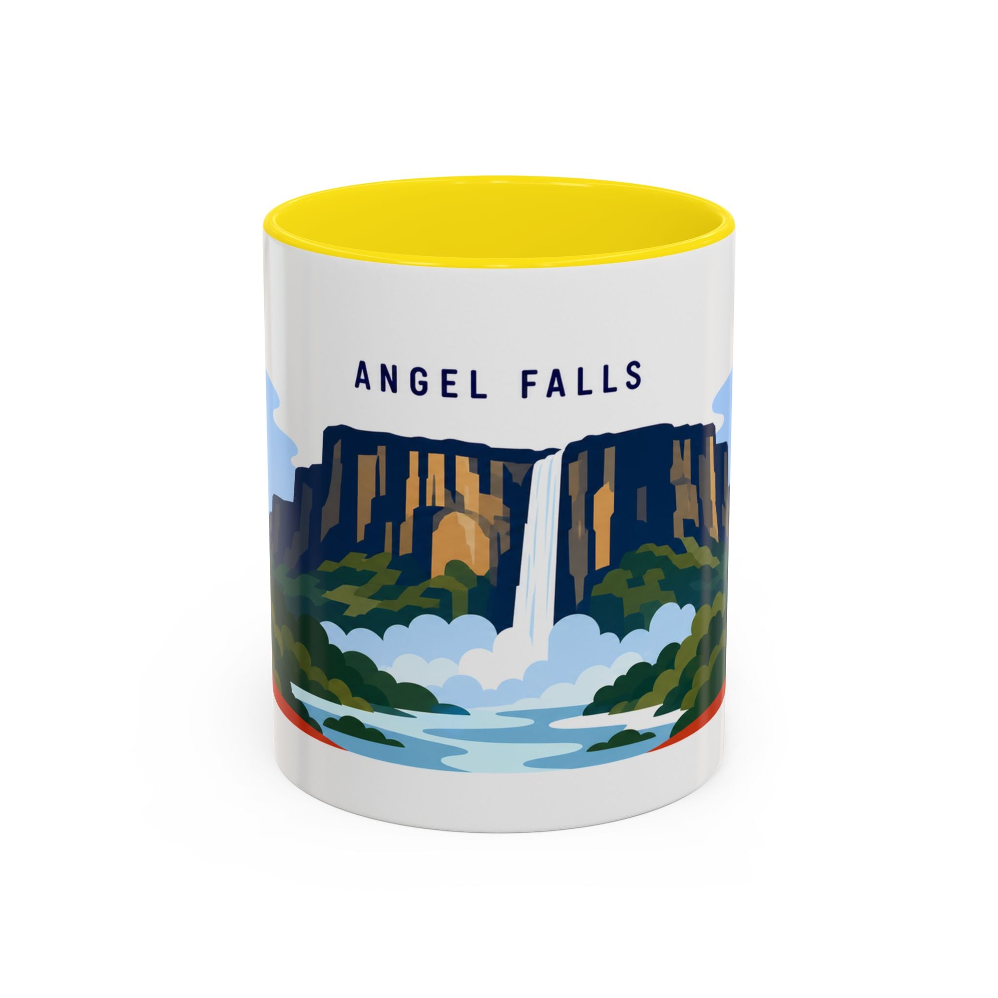 Angel Falls Coffee Mug | Travel Destination Souvenir Gift | Accent Color Ceramic 11oz 15oz