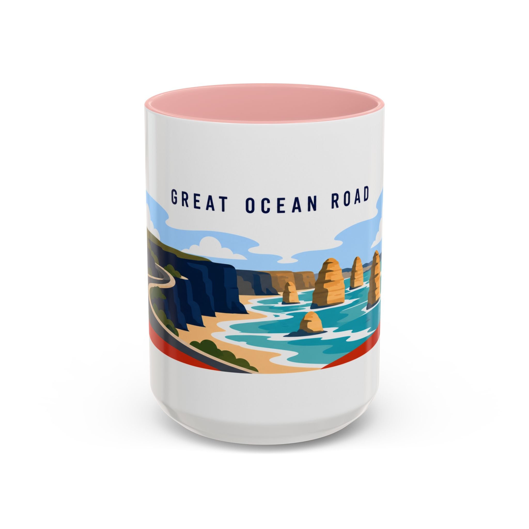 Great Ocean Road Coffee Mug | Travel Destination Souvenir Gift | Accent Color Ceramic 11oz 15oz