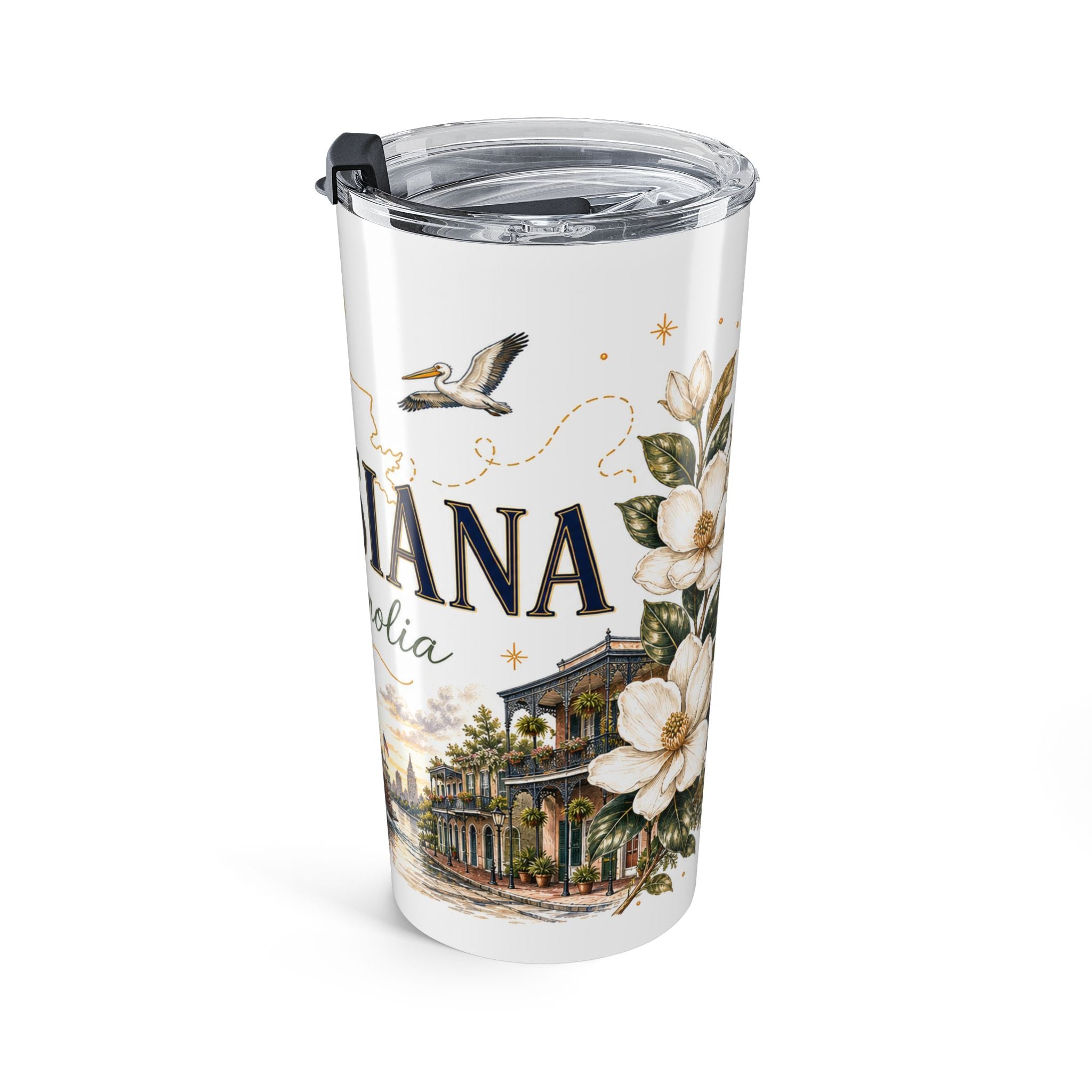 Louisiana State Flower 20oz Tumbler | Magnolia Botanical State Flower Gift | Insulated Stainless Steel Travel Cup