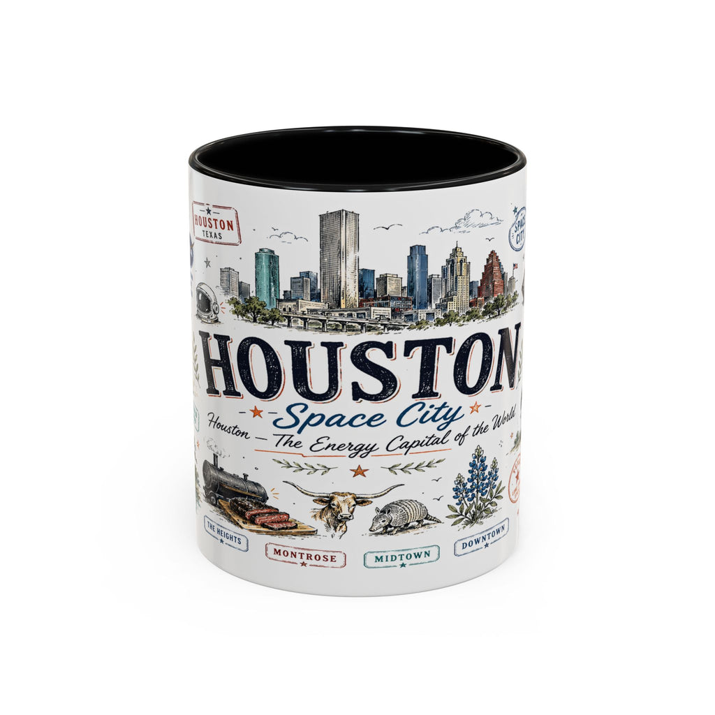 Houston Coffee Mug | Texas Souvenir City Gift | Accent Color Ceramic 11oz 15oz