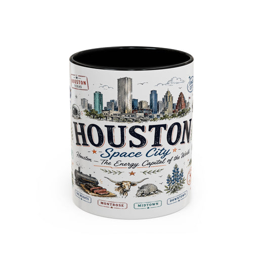 Houston Coffee Mug | Texas Souvenir City Gift | Accent Color Ceramic 11oz 15oz