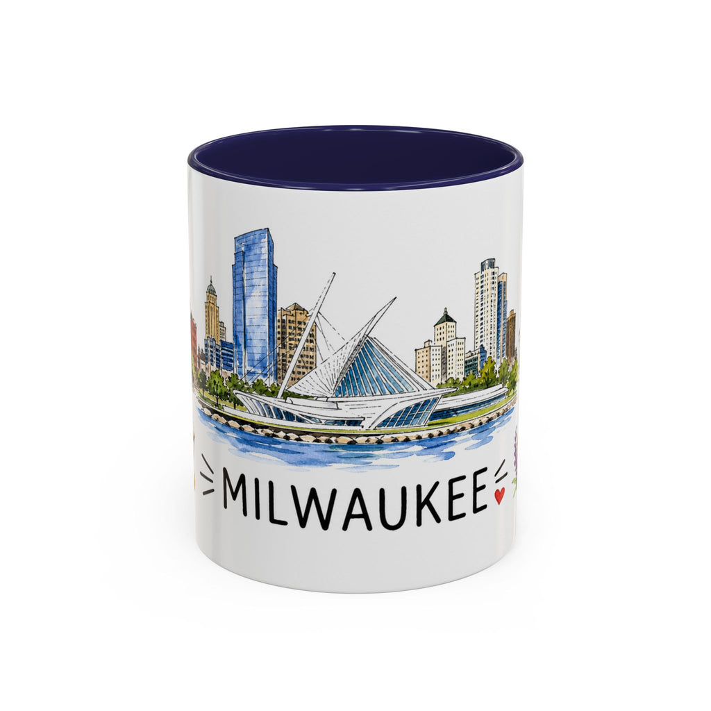 Milwaukee Illustrated Travel Mug | City Souvenir Accent Coffee Mug | 11oz 15oz Ceramic Cup