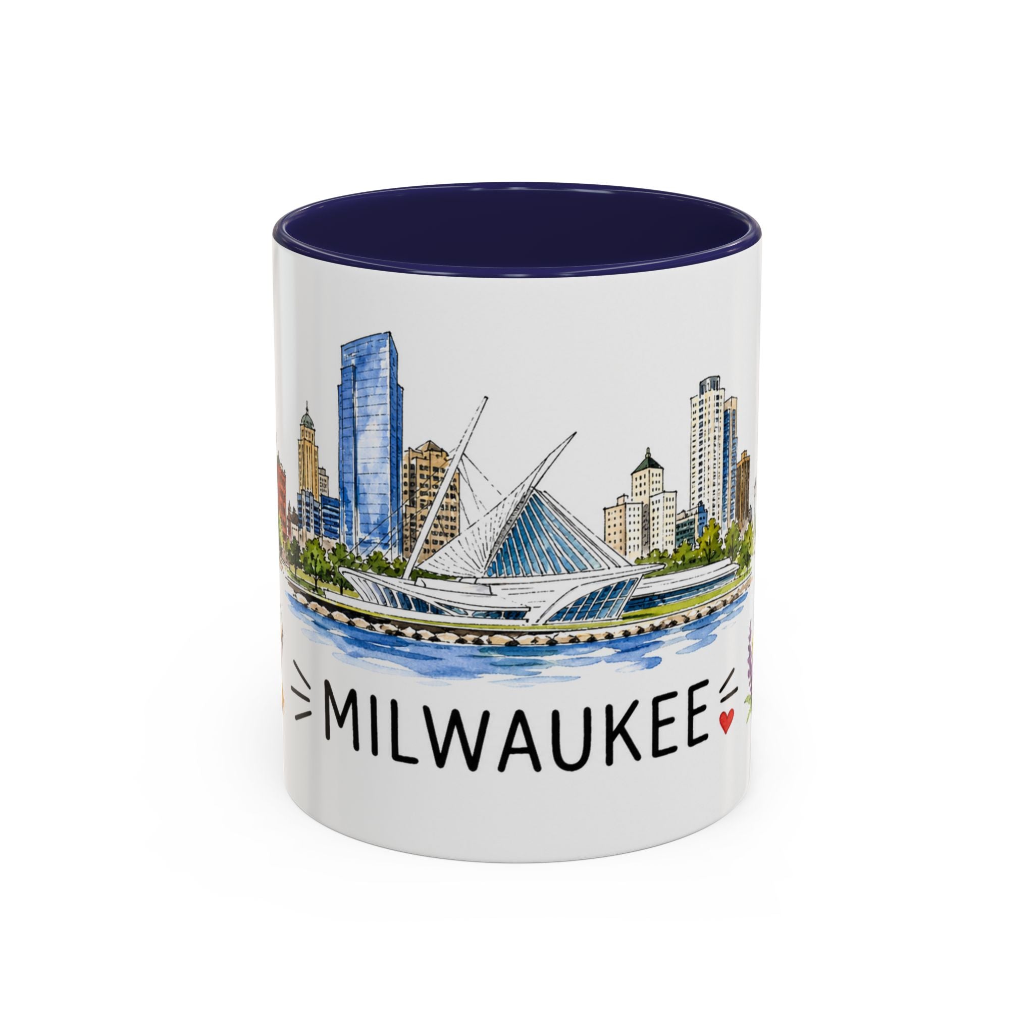 Milwaukee Illustrated Travel Mug | City Souvenir Accent Coffee Mug | 11oz 15oz Ceramic Cup
