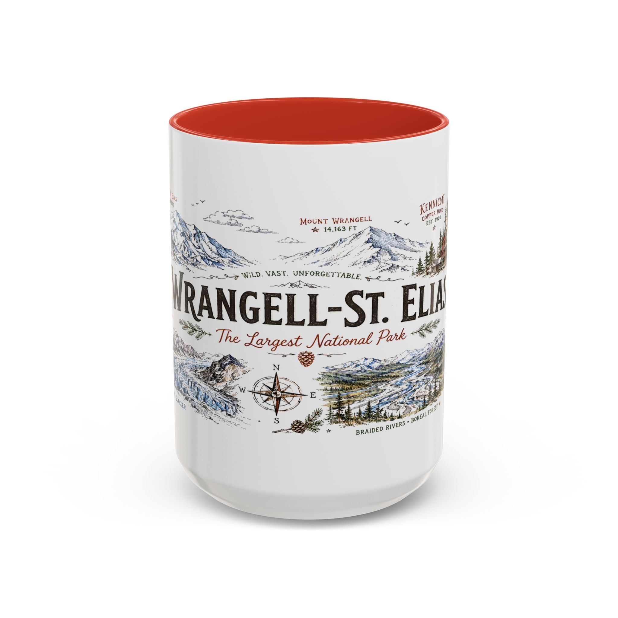 Wrangell-St. Elias National Park Coffee Mug | Alaska Wilderness Climbing Gift | Accent Color Ceramic 11oz 15oz