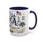 America the Beautiful Coffee Mug | Patriotic USA Gift | Accent Color Ceramic 11oz 15oz