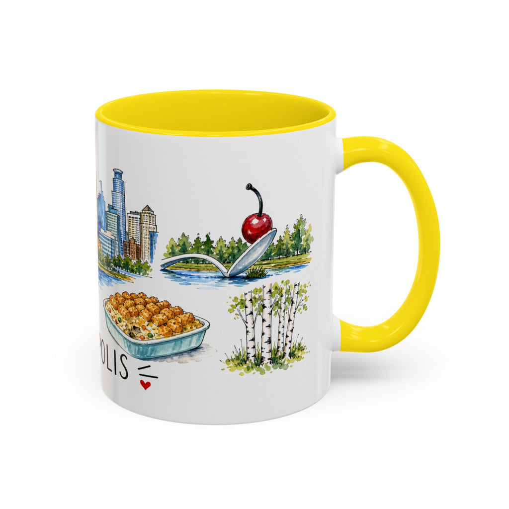 Minneapolis Illustrated Travel Mug | City Souvenir Accent Coffee Mug | 11oz 15oz Ceramic Cup