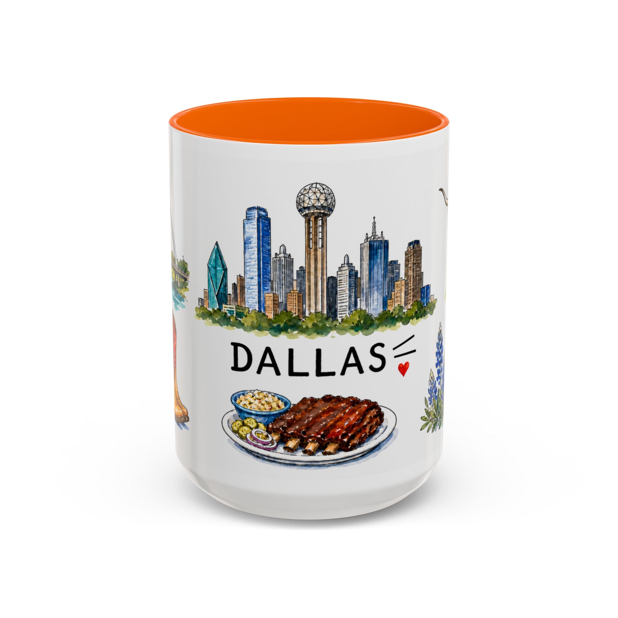 Dallas Illustrated Travel Mug | City Souvenir Accent Coffee Mug | 11oz 15oz Ceramic Cup