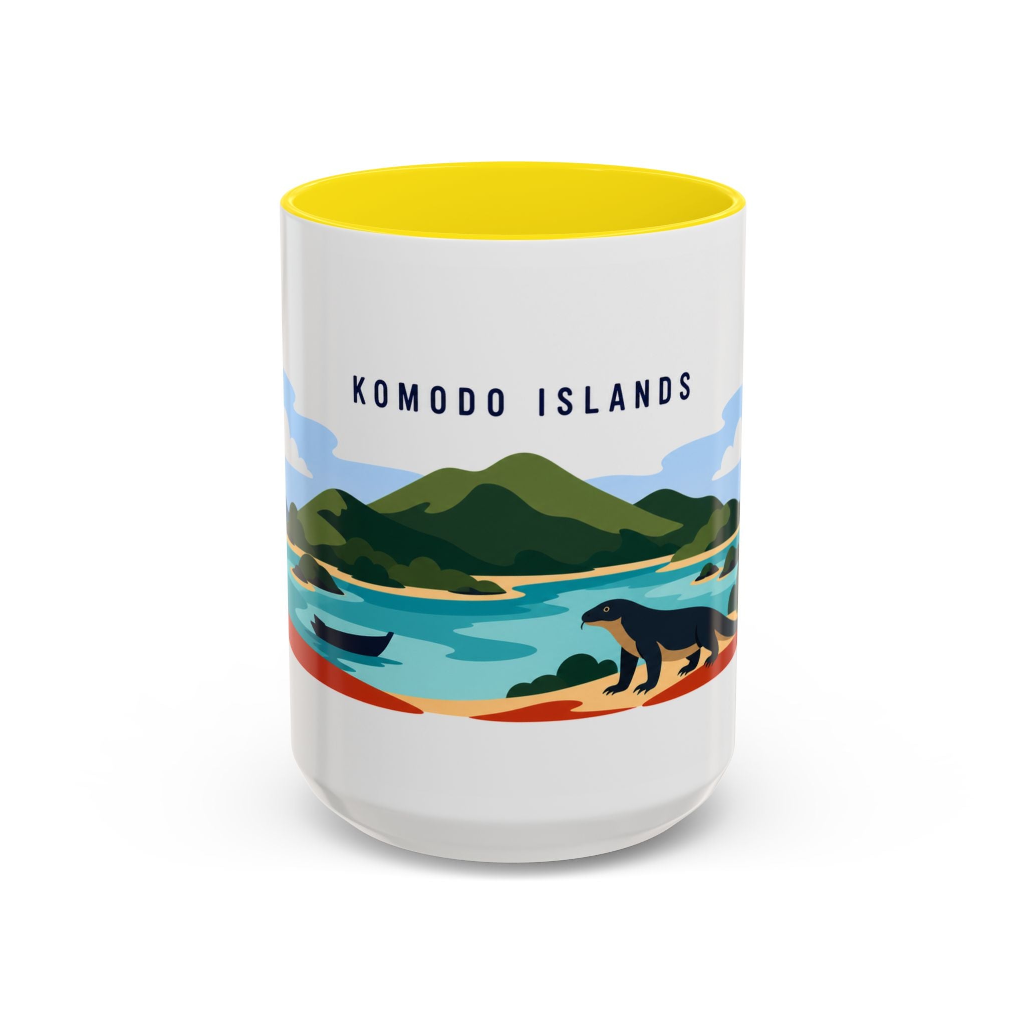 Komodo Islands Coffee Mug | Travel Destination Souvenir Gift | Accent Color Ceramic 11oz 15oz