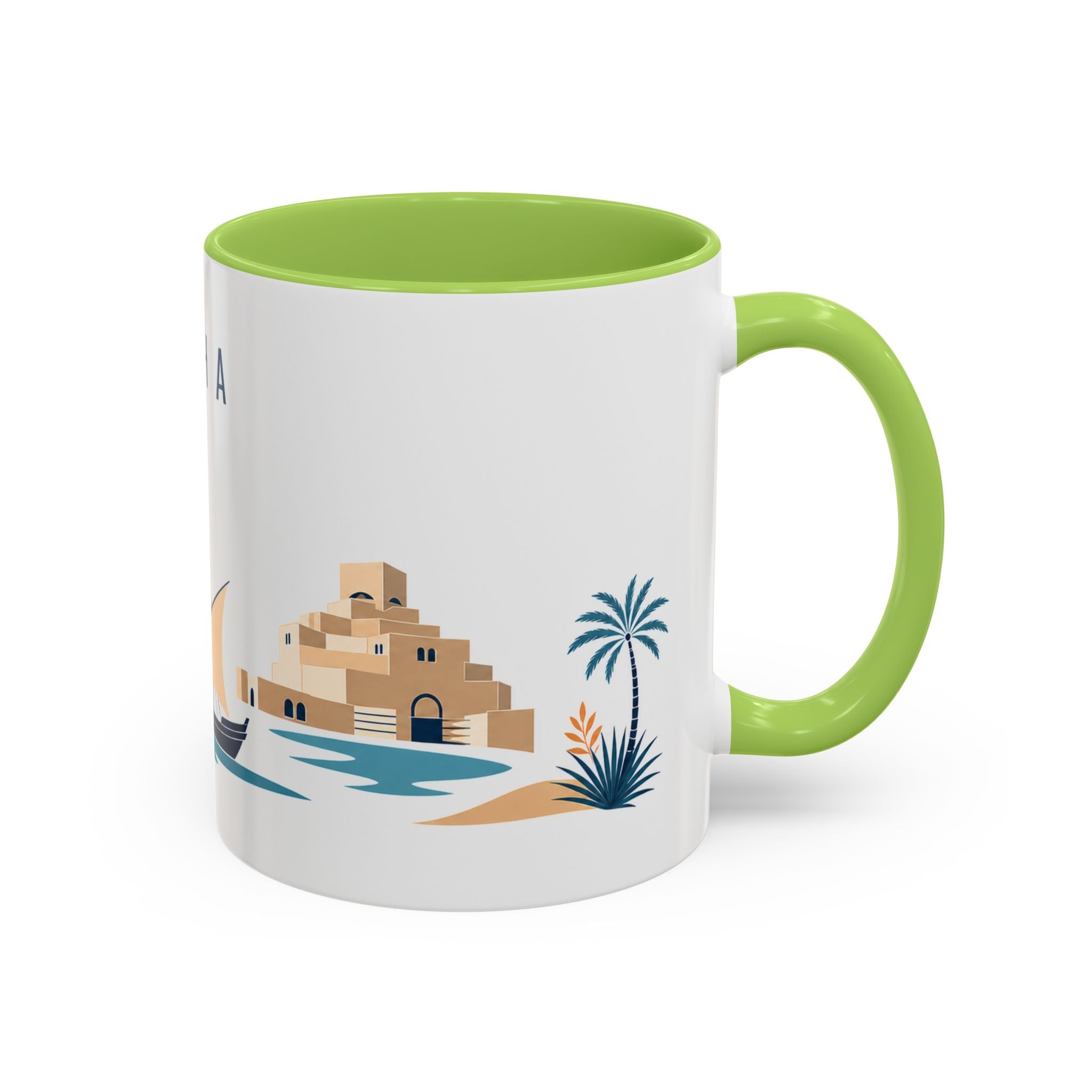 Doha Coffee Mug | Qatar Travel Souvenir | Porcelain Decal City Gift | 11oz 15oz Accent Mug