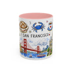 San Francisco Illustrated Travel Mug | City Souvenir Accent Coffee Mug | 11oz 15oz Ceramic Cup