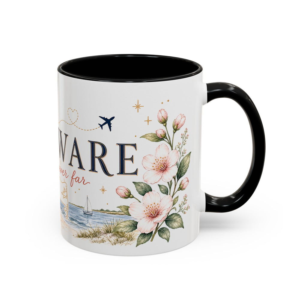 Delaware State Map Mug | Botanical Beach Accent Coffee Cup (11oz/15oz)