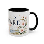 Delaware State Map Mug | Botanical Beach Accent Coffee Cup (11oz/15oz)