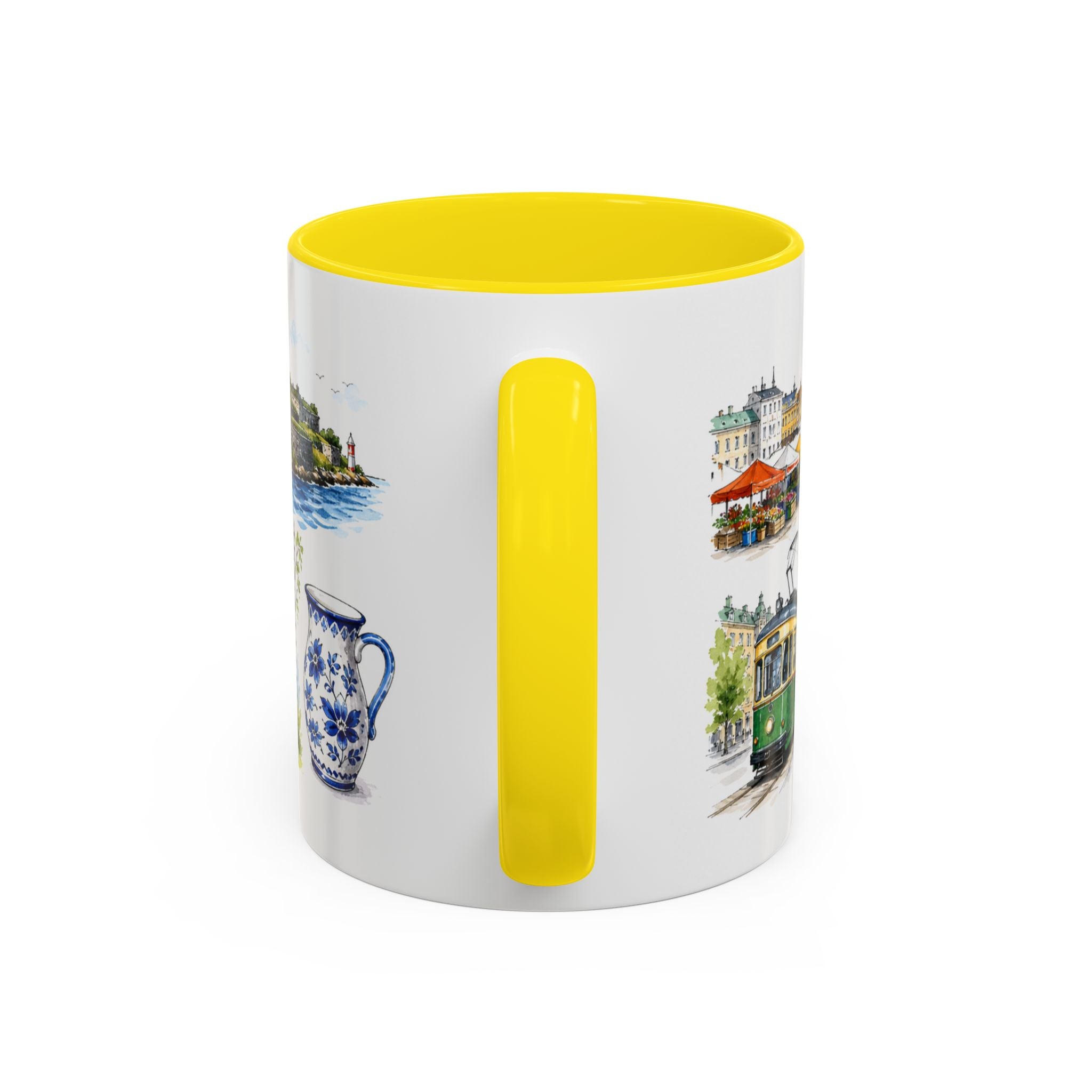 Helsinki Illustrated Travel Mug | City Souvenir Accent Coffee Mug | 11oz 15oz Ceramic Cup