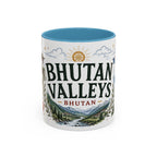 Bhutan Valleys Coffee Mug | Travel Destination Souvenir Gift | Accent Color Ceramic 11oz 15oz