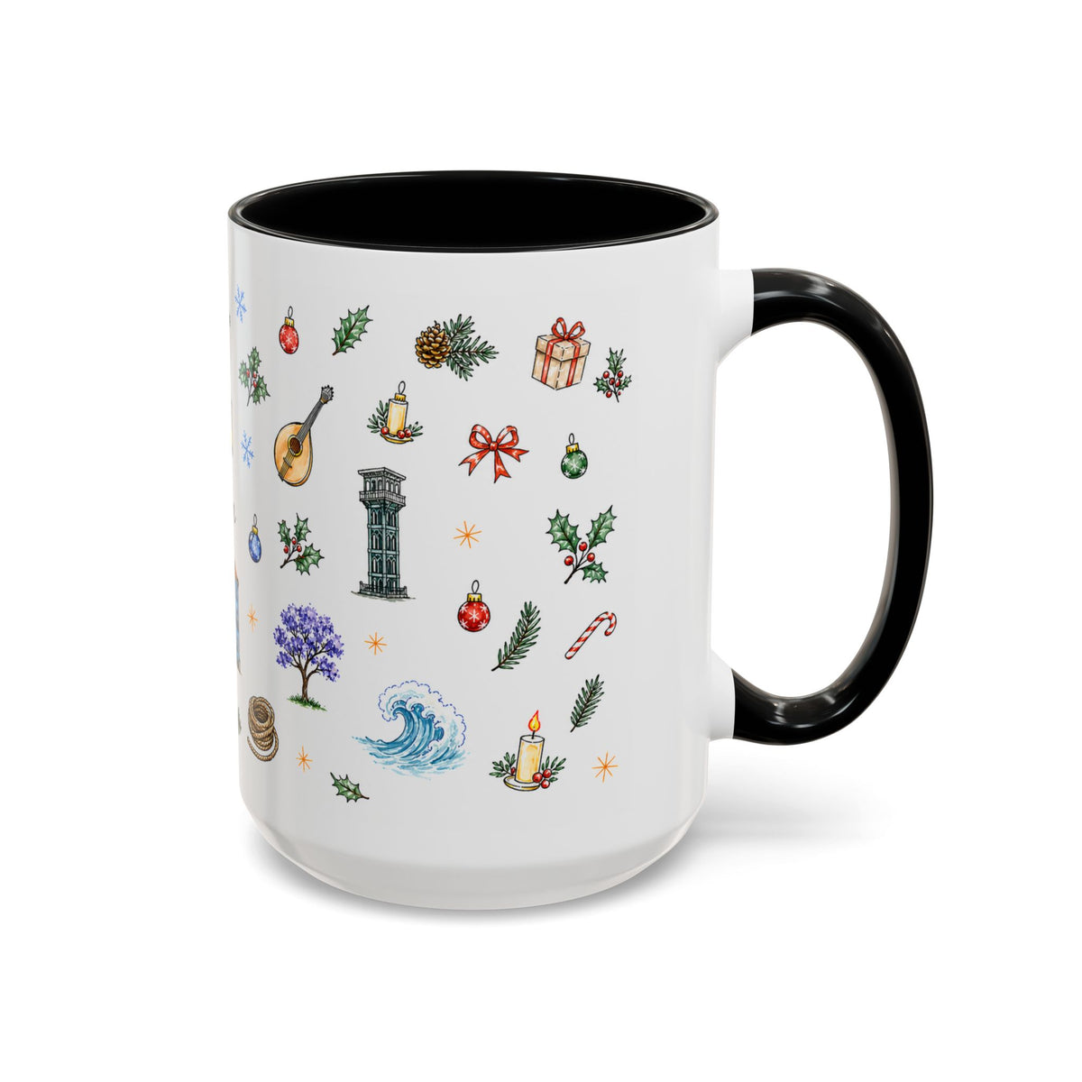 Lisbon Christmas Mug | Watercolor City Souvenir | Ceramic Coffee Cup 11oz 15oz