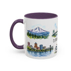 Portland Illustrated Travel Mug | City Souvenir Accent Coffee Mug | 11oz 15oz Ceramic Cup