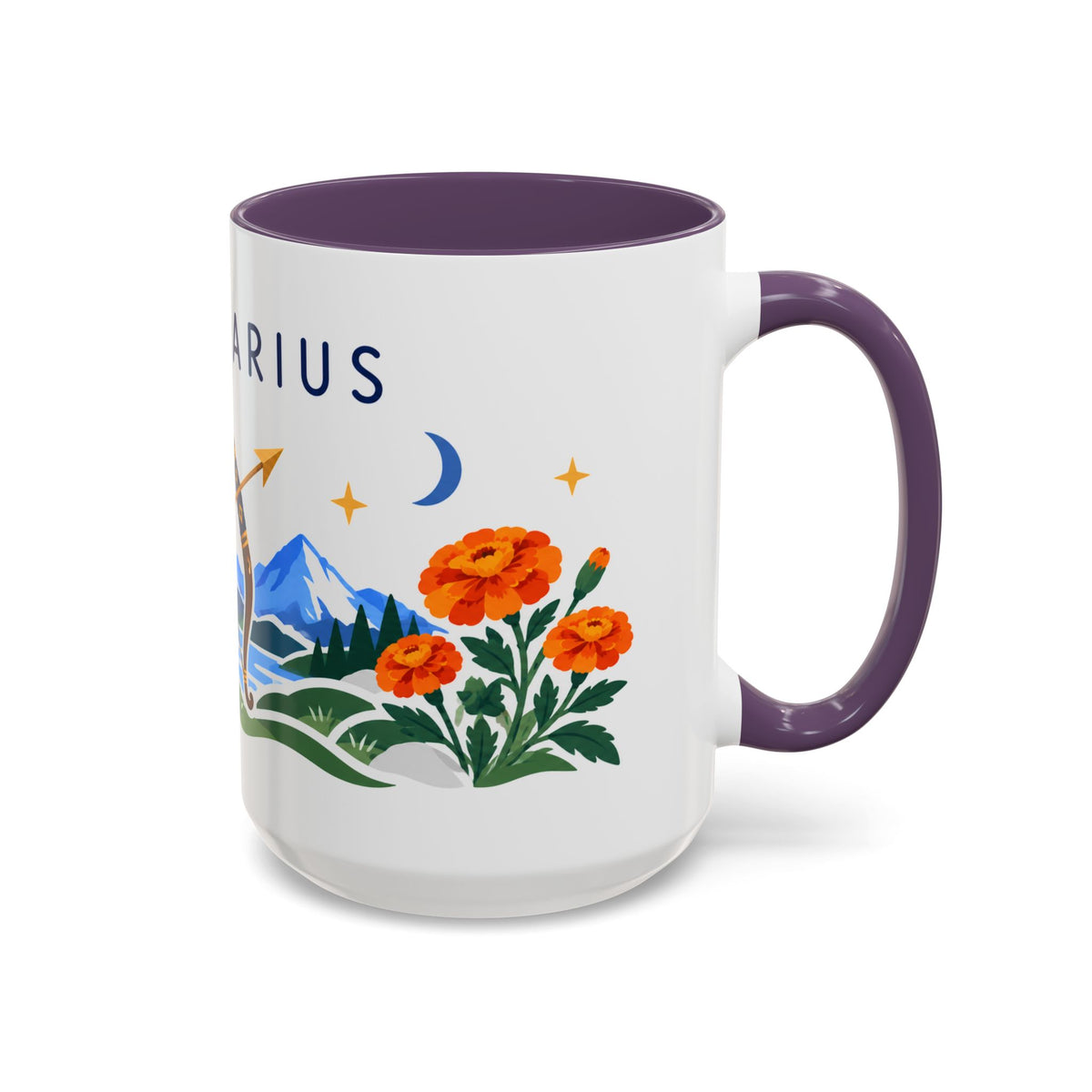 Sagittarius Zodiac Coffee Mug | Bow and Arrow Design | Astrology Birthday Gift | 11 oz 15 oz Ceramic Accent Mug