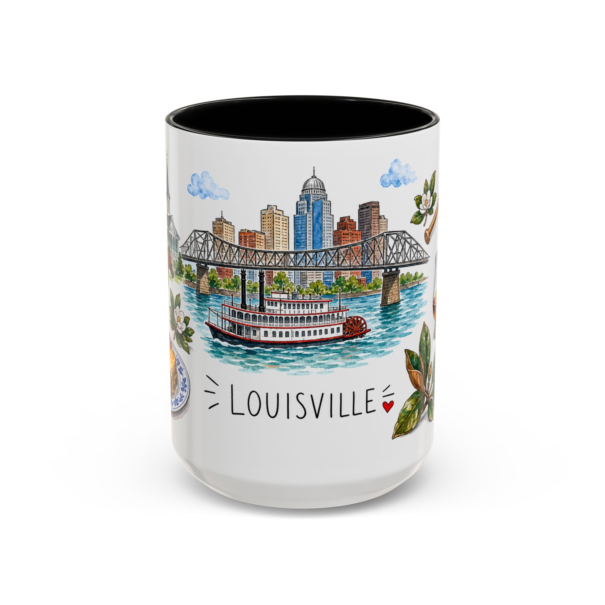 Louisville Illustrated Travel Mug | City Souvenir Accent Coffee Mug | 11oz 15oz Ceramic Cup