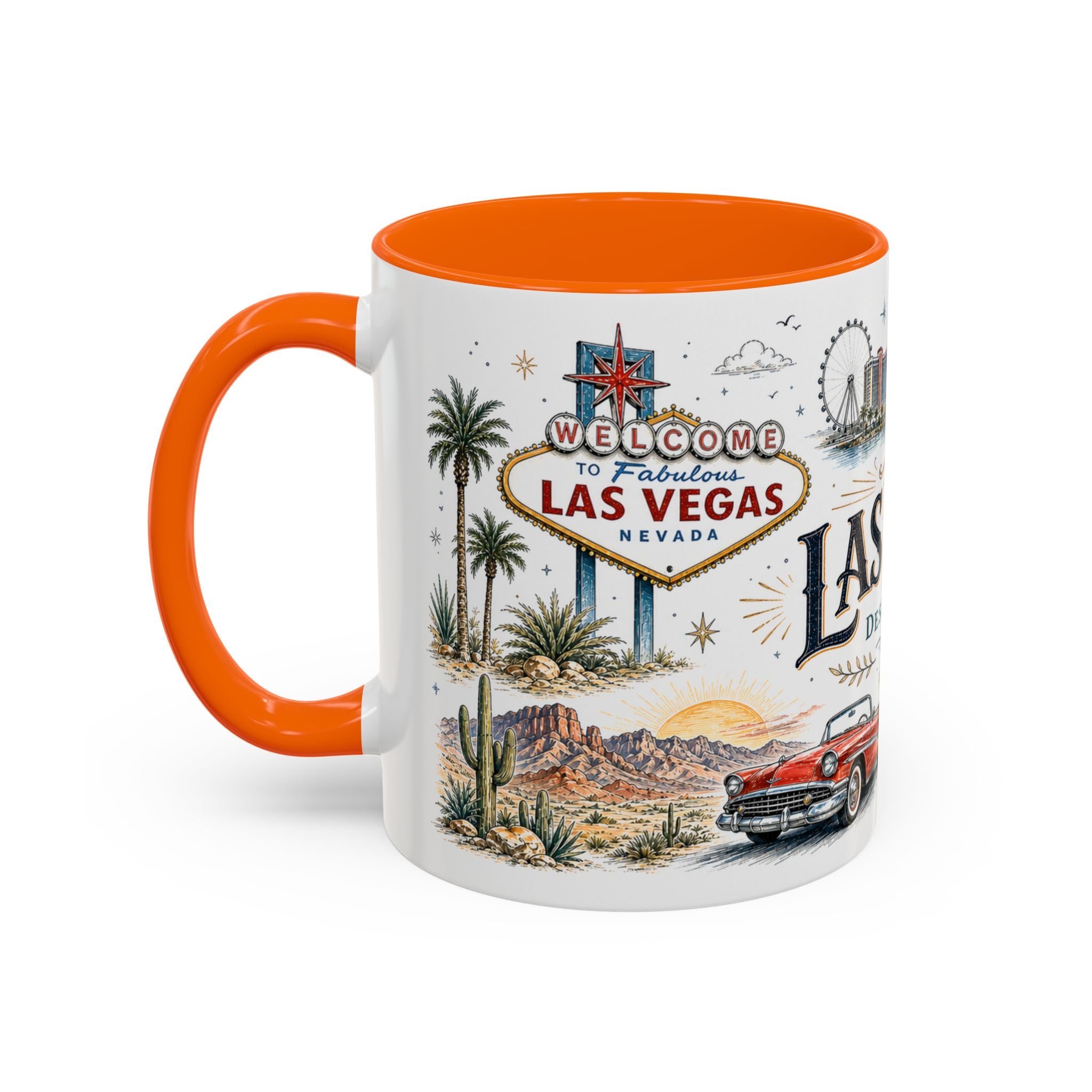 Las Vegas Coffee Mug | United States Travel Souvenir | Vintage Illustrated City Gift | 11 oz 15 oz Accent Mug